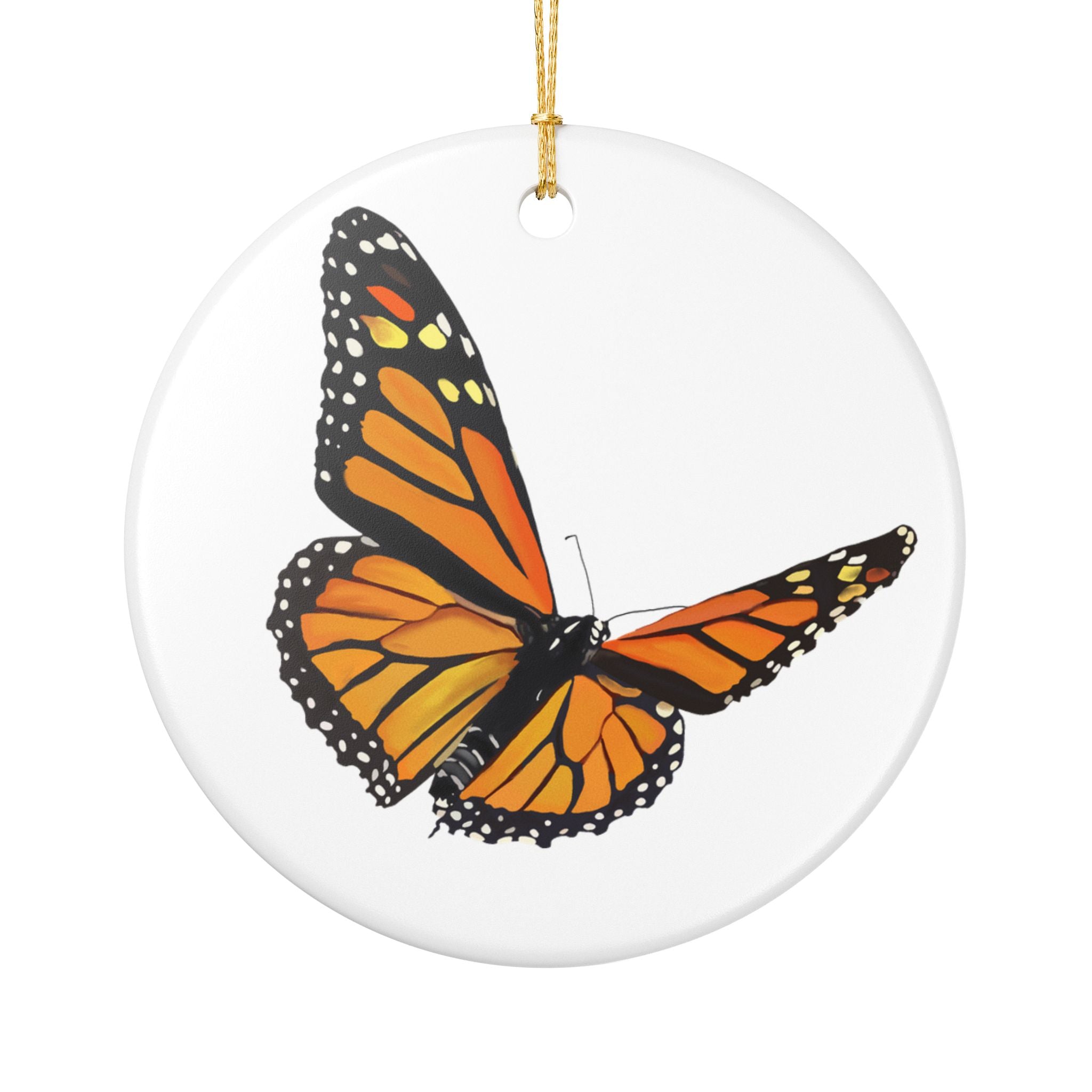Monarch Butterfly Ceramic Ornament — Hand-Painted Holiday & Home Décor