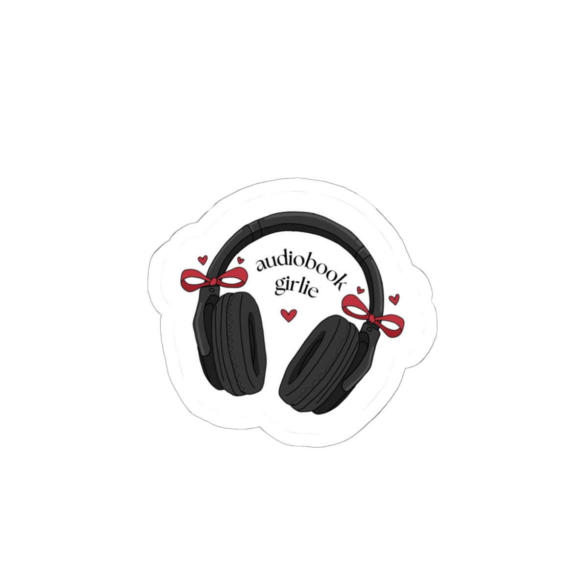 Audiobook Girlie Headphones Sticker — Cute Audio Lover Laptop Decal