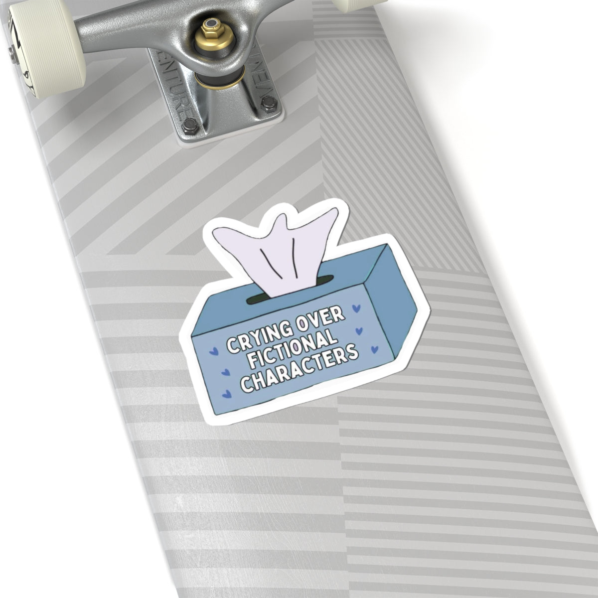 Crying Over Fictional Characters Sticker - Cute Tissue Box Decal for Fans