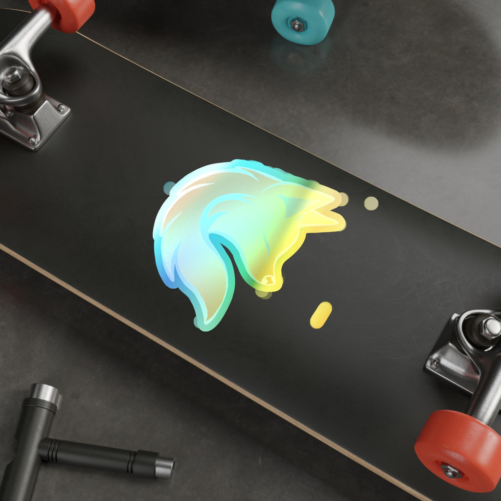 Holographic Fox Head Die-Cut Sticker — Iridescent Vinyl Skateboard Decals