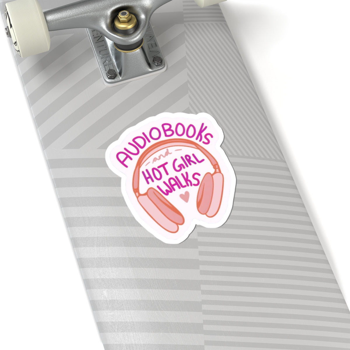 Audiobooks & Hot Girl Walks Sticker Cute Pink Headphones Sticker