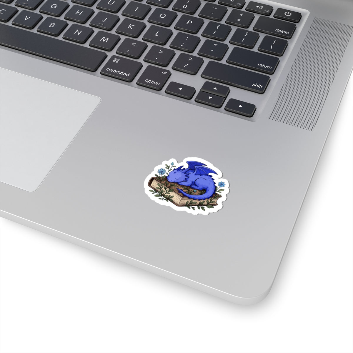 Sleeping Blue Dragon Sticker on Books — Cute Fantasy Bookish Vinyl