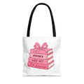 Books Are My Love Language Tote Bag — Cute Pink Stack of Books AOP Tote