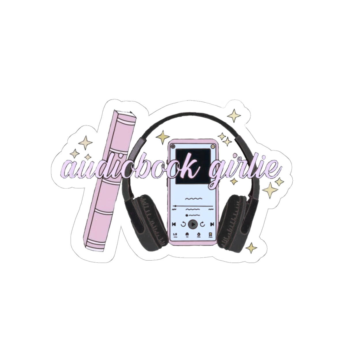 Audiobook Girlie Sticker — Cute Headphones & Phone Sticker for Book Lovers