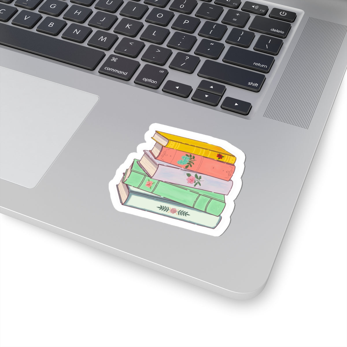 Stacked Floral Books Sticker Cute Vintage Booklover Decal