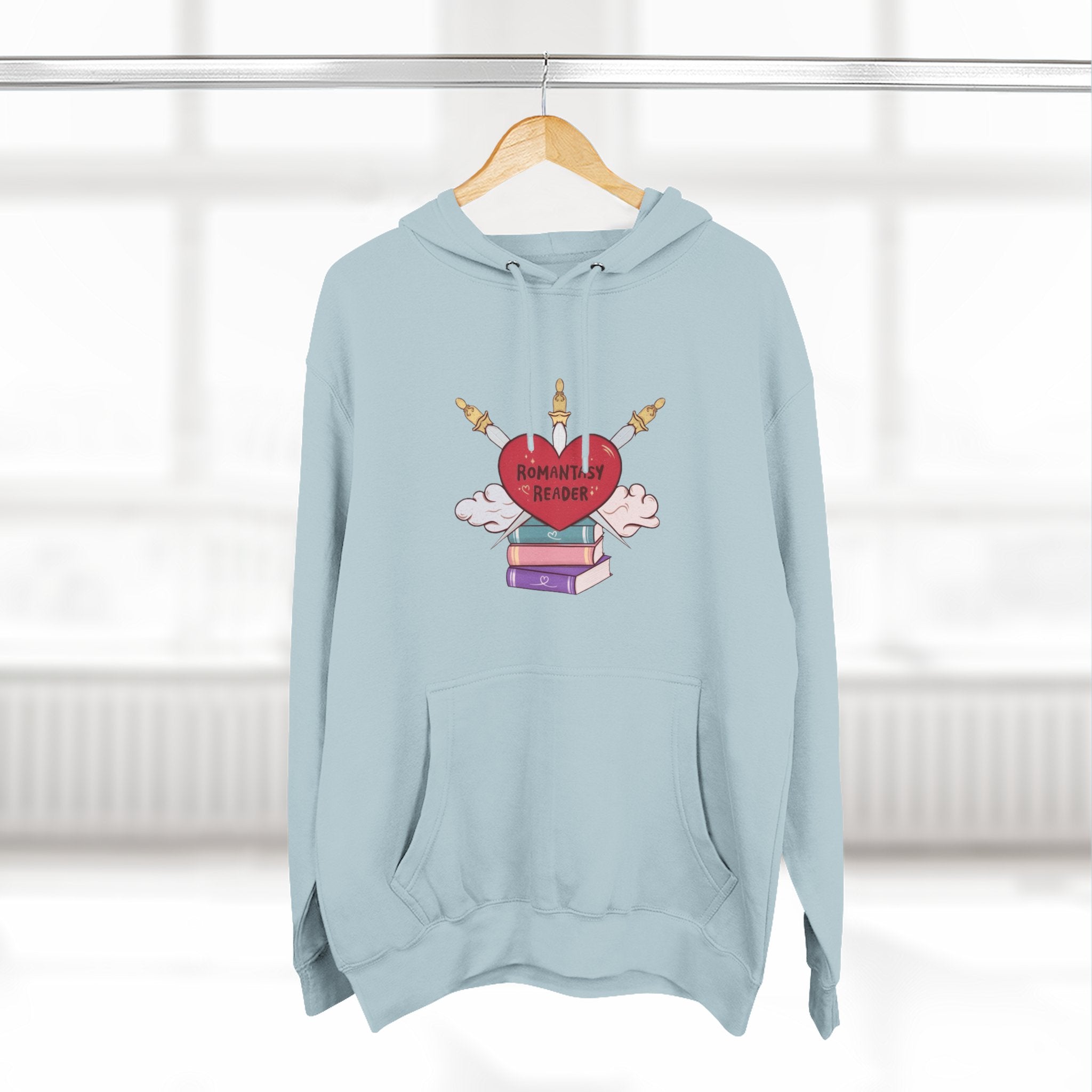 Romantic Reader Hoodie — Heart & Books Fleece Pullover