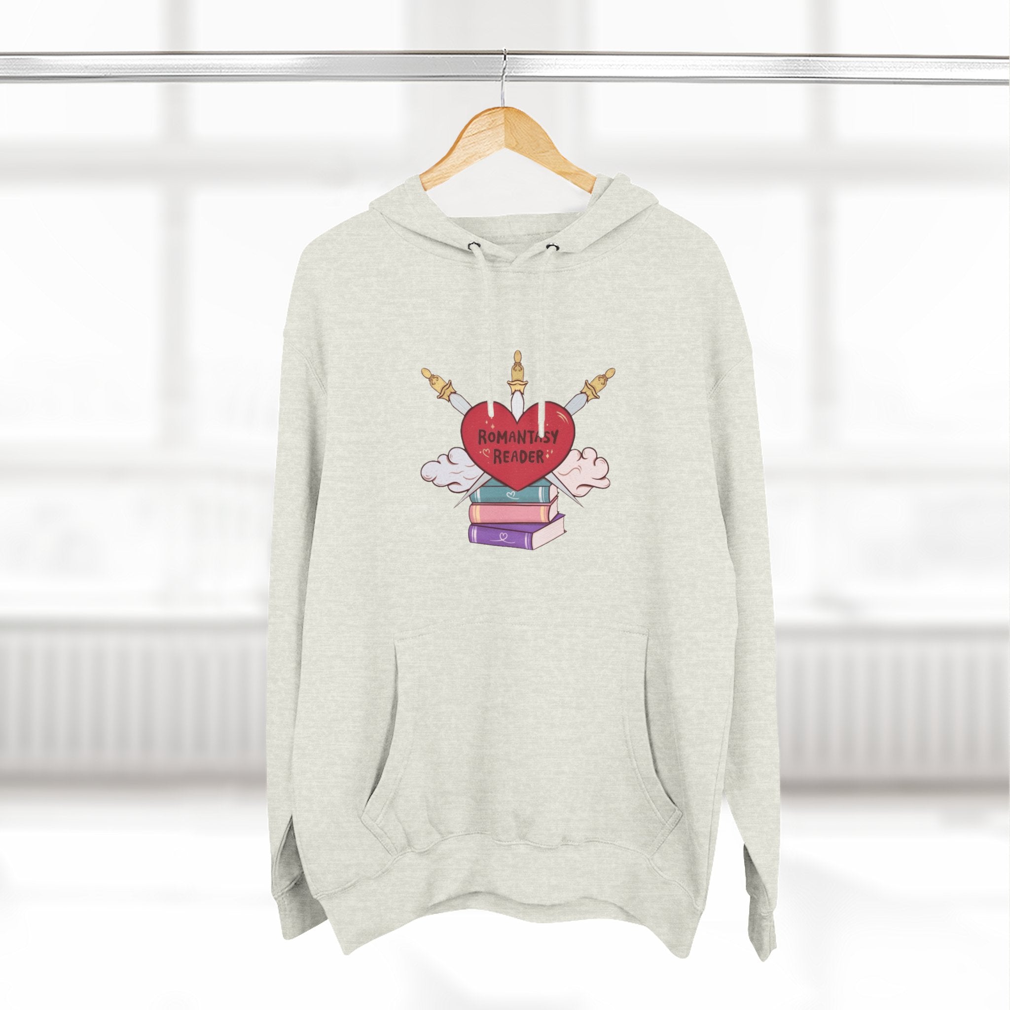 Romantic Reader Hoodie — Heart & Books Fleece Pullover