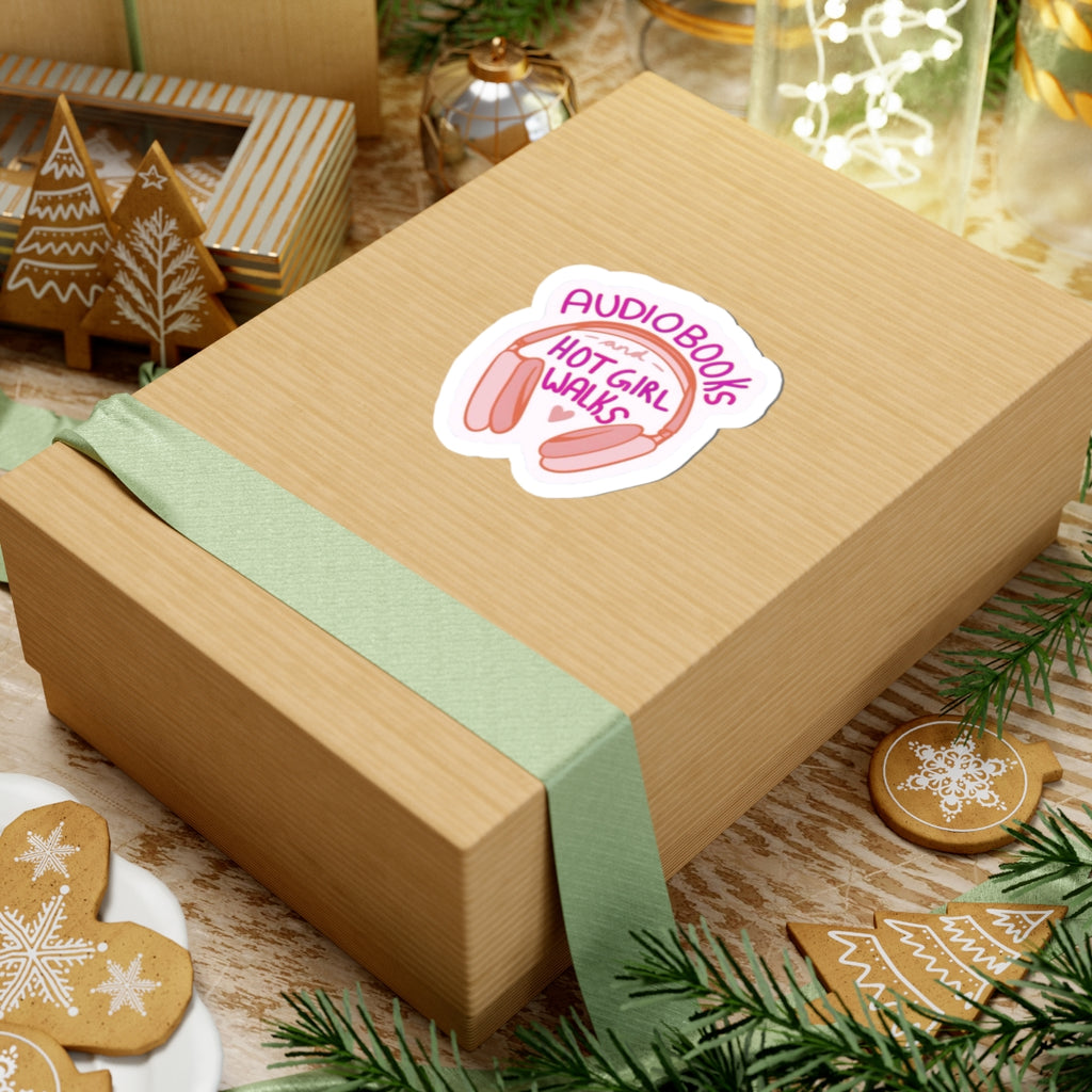 Audiobooks & Hot Girl Walks Sticker Cute Pink Headphones Sticker