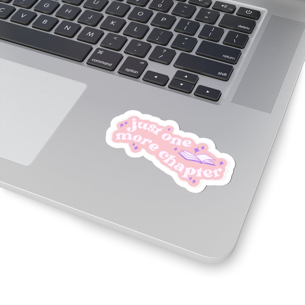 Just One More Chapter Sticker — Cute Pink Booklover Laptop Decal