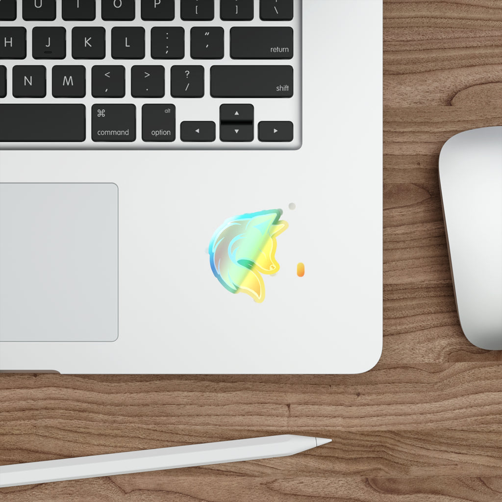 Holographic Fox Head Die-Cut Sticker — Iridescent Vinyl Skateboard Decals