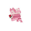 Book Lover Sticker Pink Stack with Rose & “I’ve Lived a Thousand Lives” Ribbon Decal