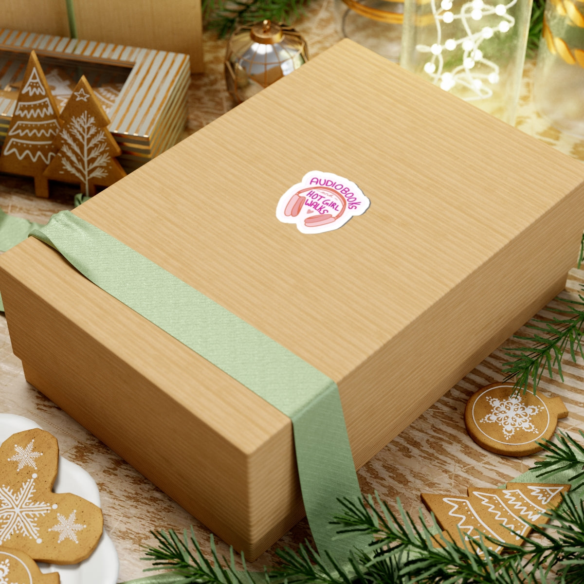 Audiobooks & Hot Girl Walks Sticker Cute Pink Headphones Sticker