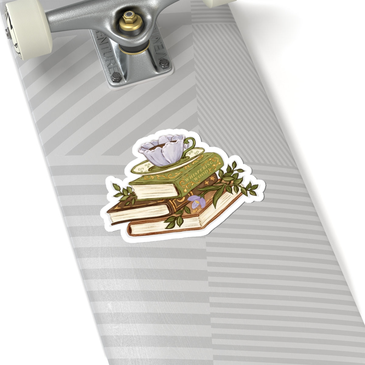 Cozy Teacup & Books Sticker Vintage Reading Aesthetic Decal