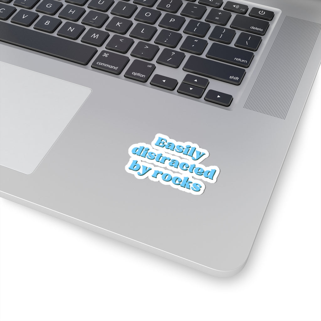 Easily Distracted by Rocks Sticker - Blue
