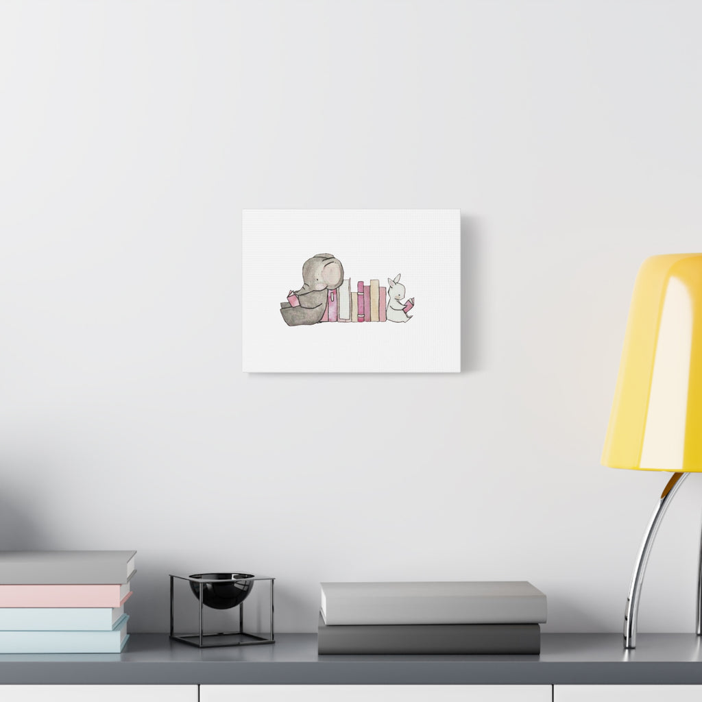 Nursery Storytime Canvas Print Elephant & Bunny Reading Wall Art