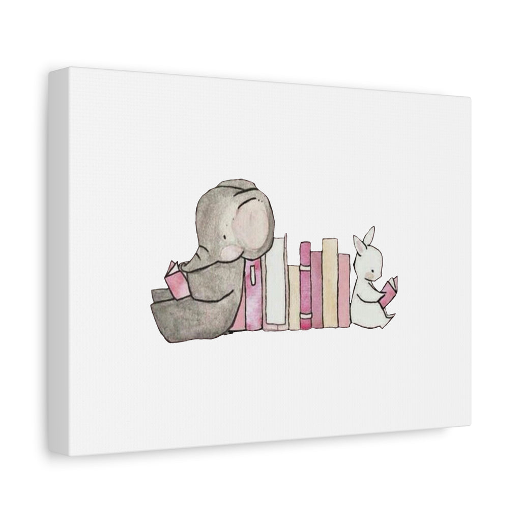 Nursery Storytime Canvas Print Elephant & Bunny Reading Wall Art