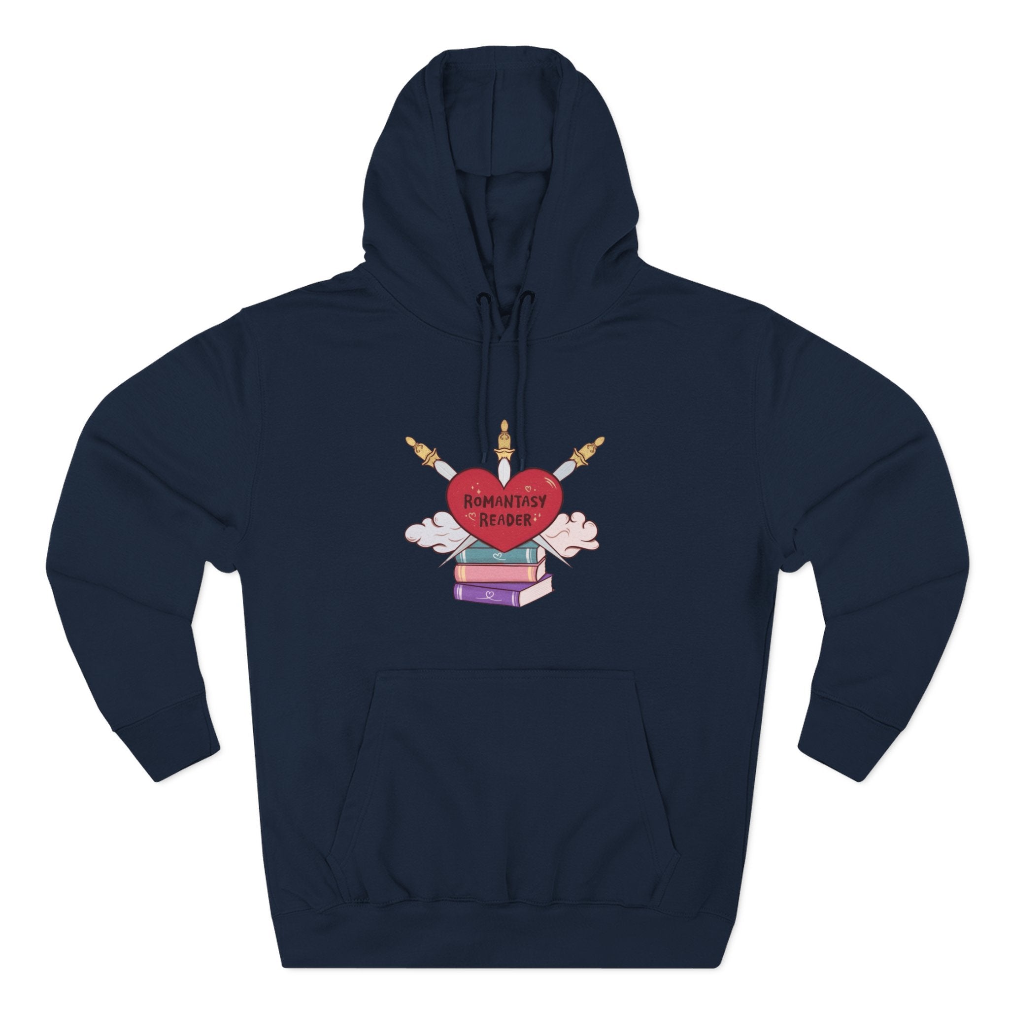 Romantic Reader Hoodie — Heart & Books Fleece Pullover