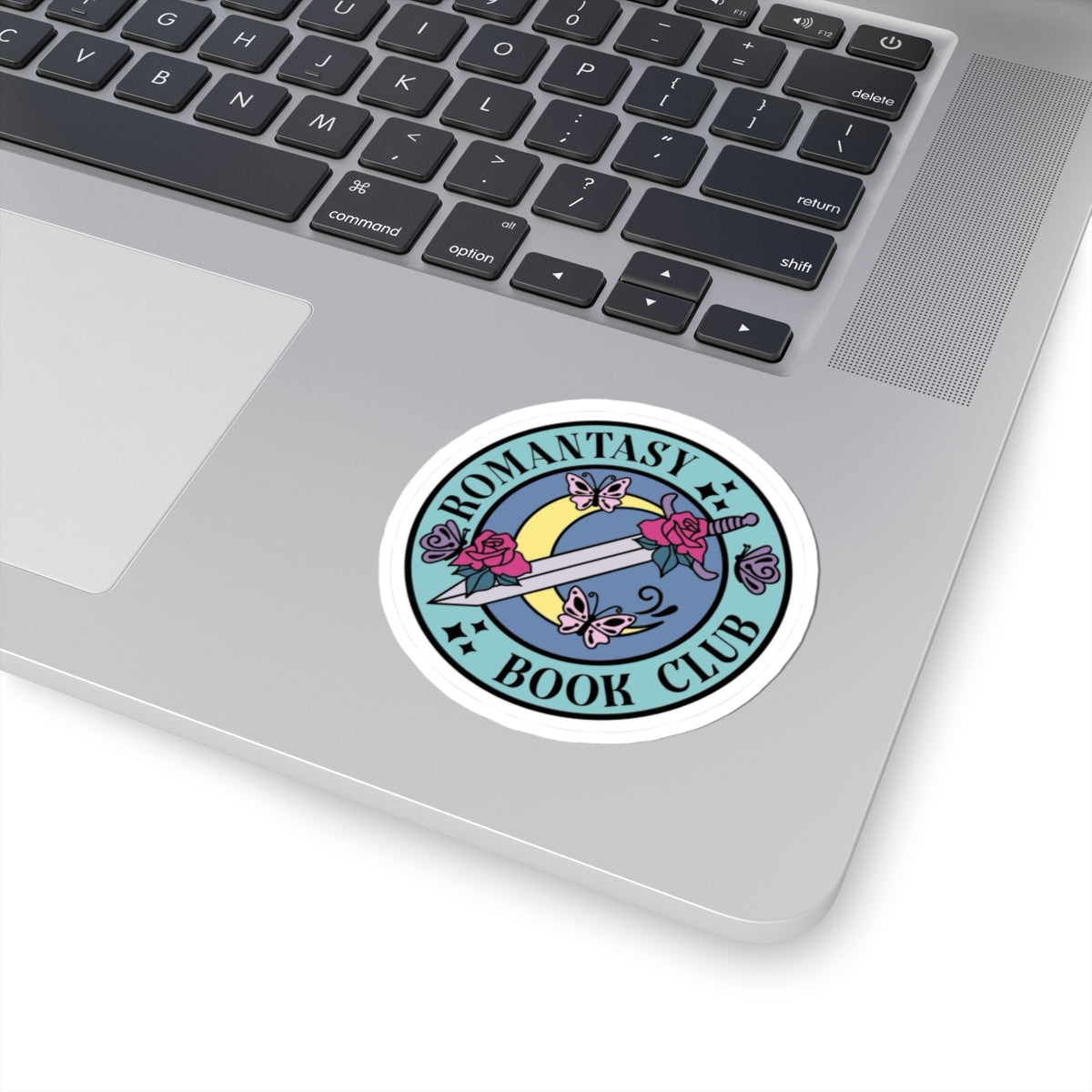 Romantasy Book Club Sticker — Sword, Roses & Butterflies Laptop Decal