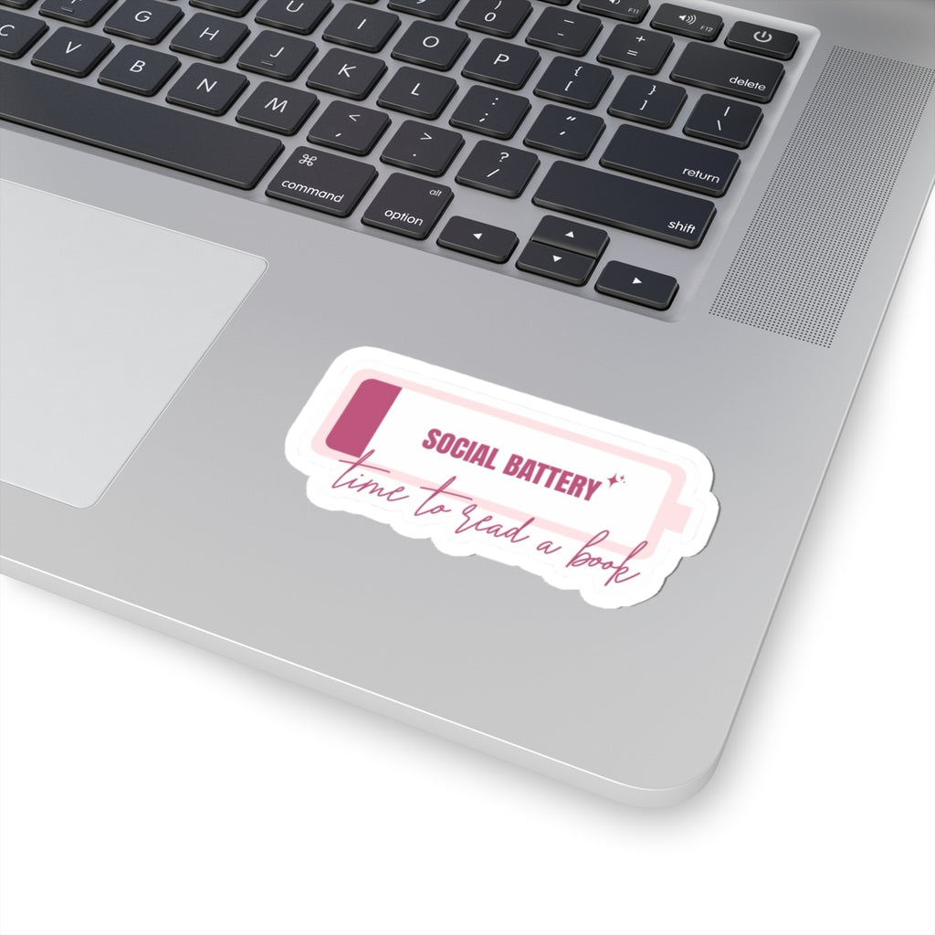 Social Battery Sticker "Time to Read a Book" Laptop Decal
