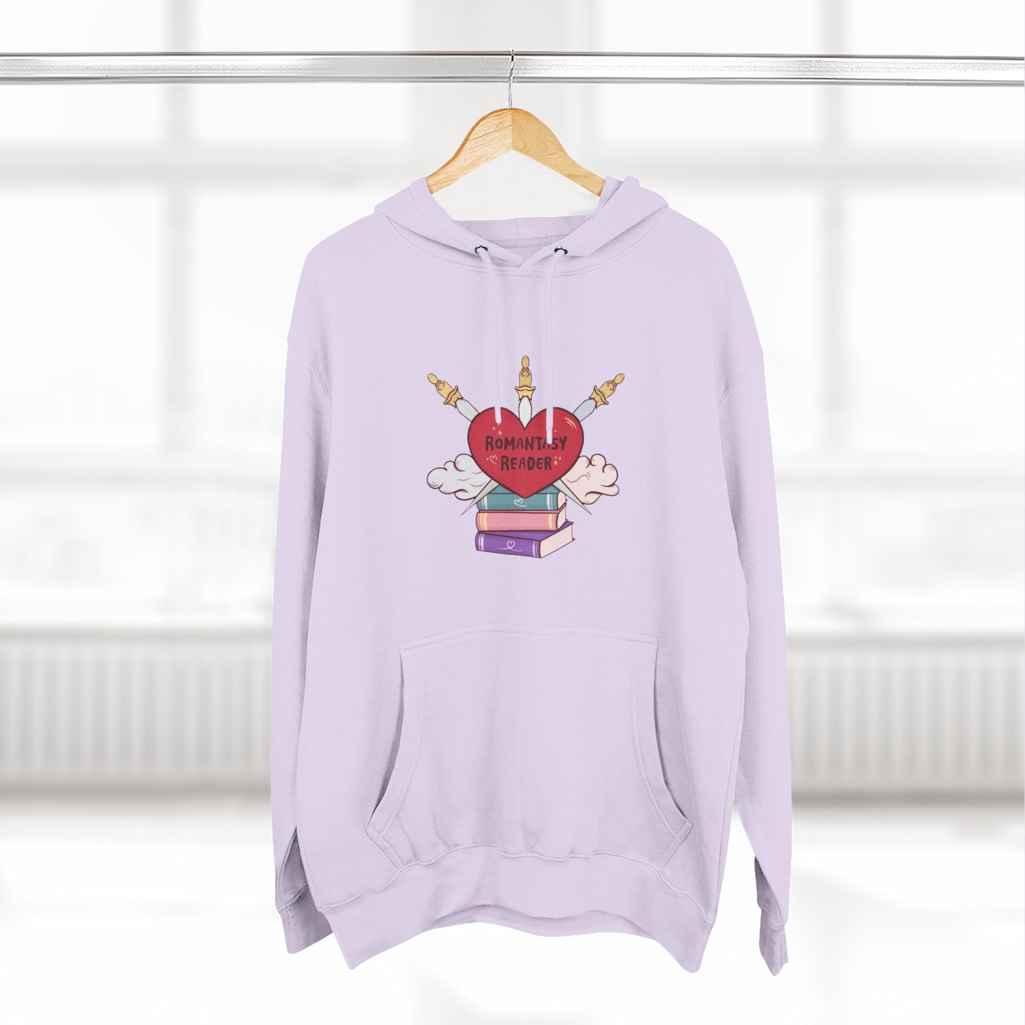 Romantic Reader Hoodie — Heart & Books Fleece Pullover