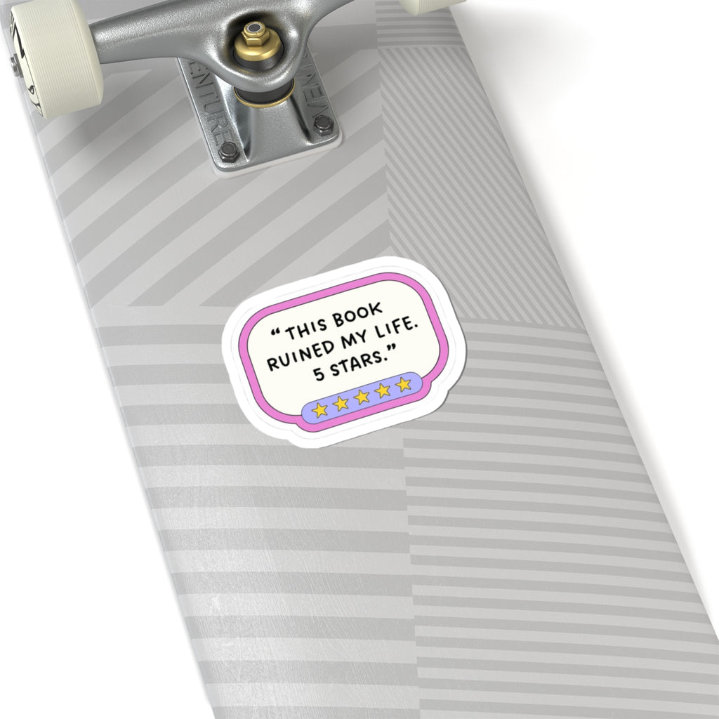 "This Book Ruined My Life. 5 Stars." Cute Pastel Review Decal Stickers