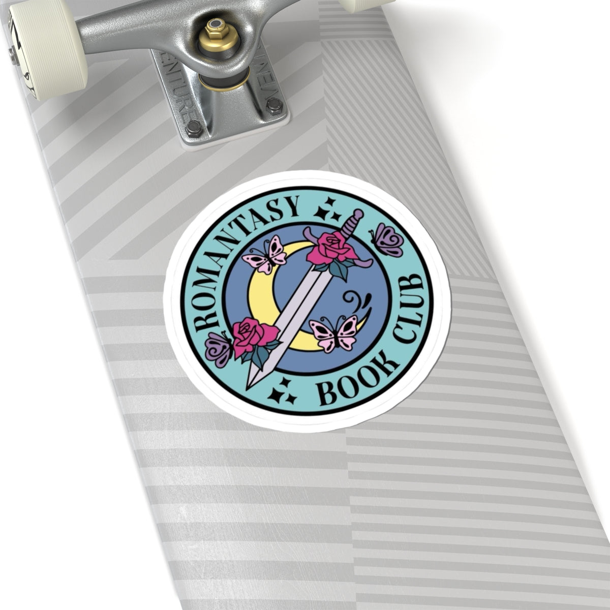 Romantasy Book Club Sticker — Sword, Roses & Butterflies Laptop Decal