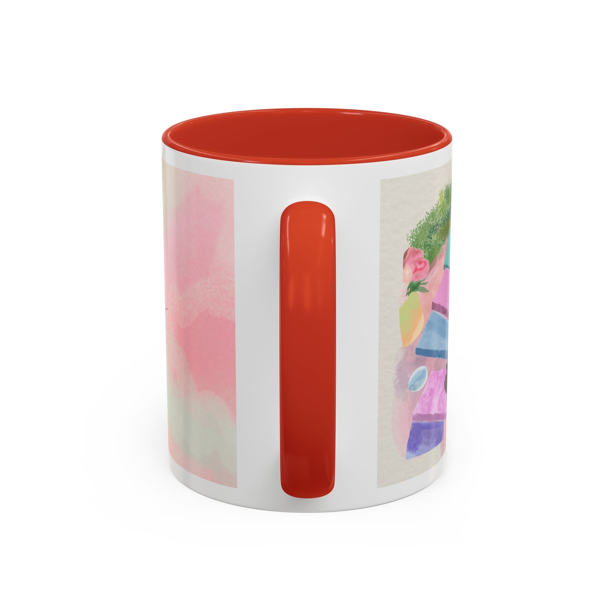 Pastel Floral Accent Coffee Mug — "Mchalie Creates" Artist Logo