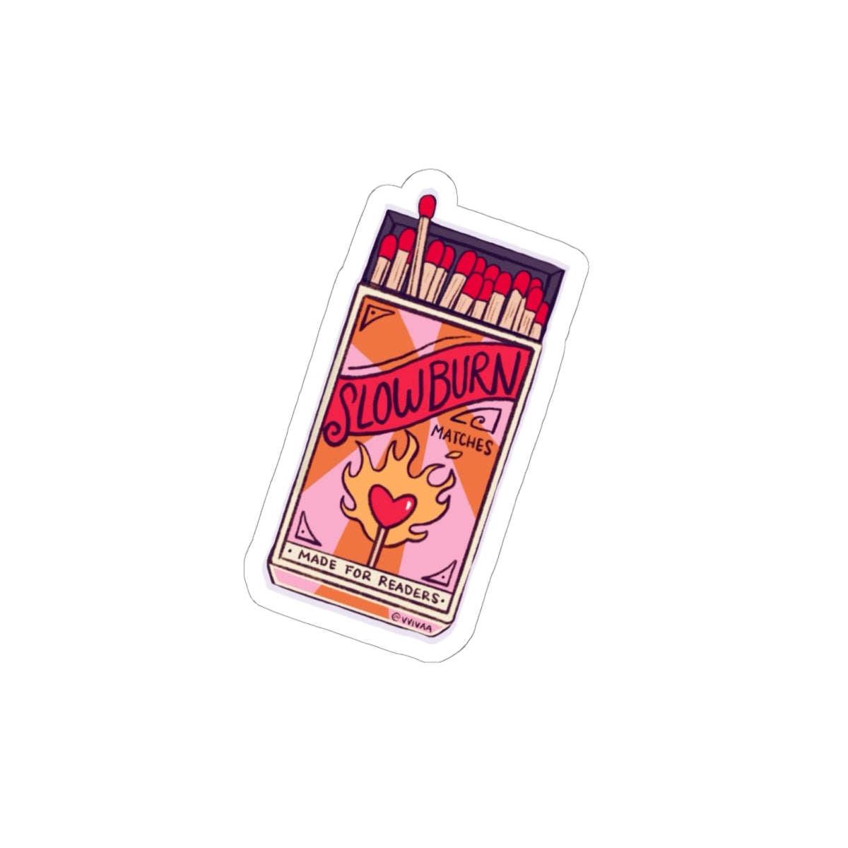 'Slow Burn' Matchbox Design (Pink & Orange) Sticker Decal