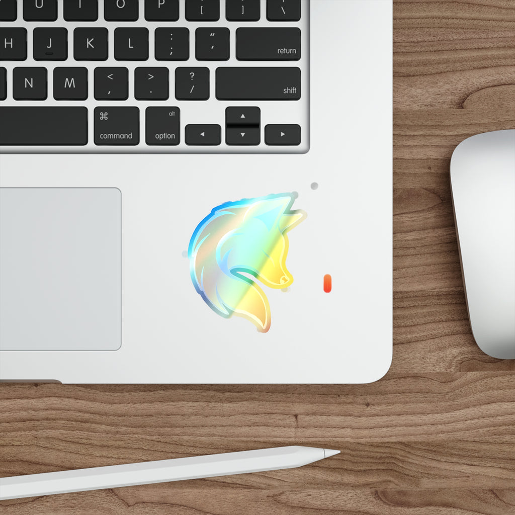 Holographic Fox Head Die-Cut Sticker — Iridescent Vinyl Skateboard Decals