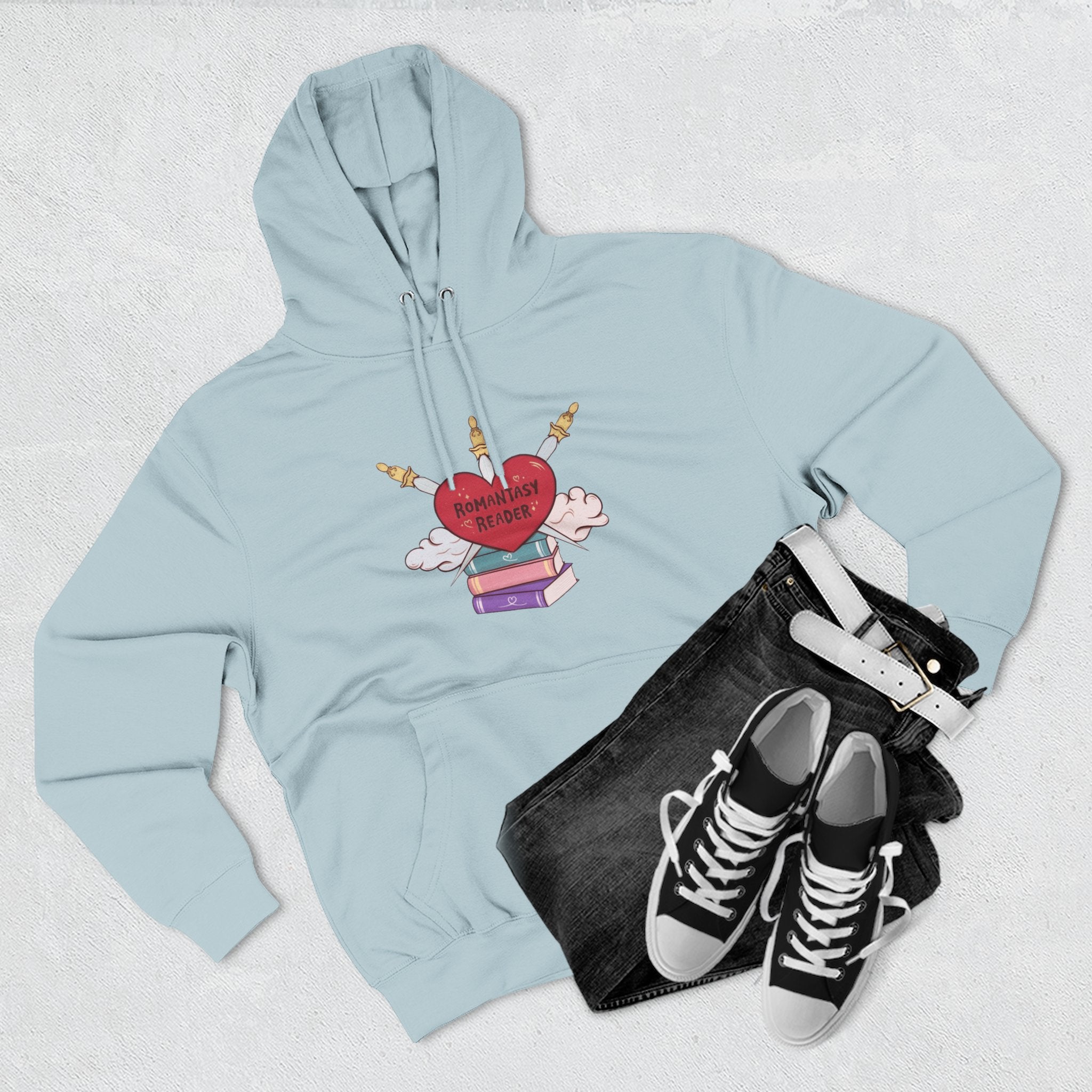 Romantic Reader Hoodie — Heart & Books Fleece Pullover