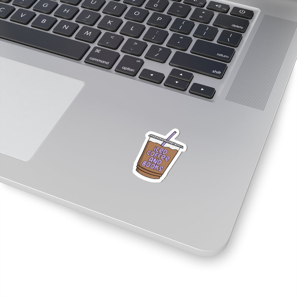Iced Coffee and Books Sticker — Laptop Decal for Readers & Coffee Lovers