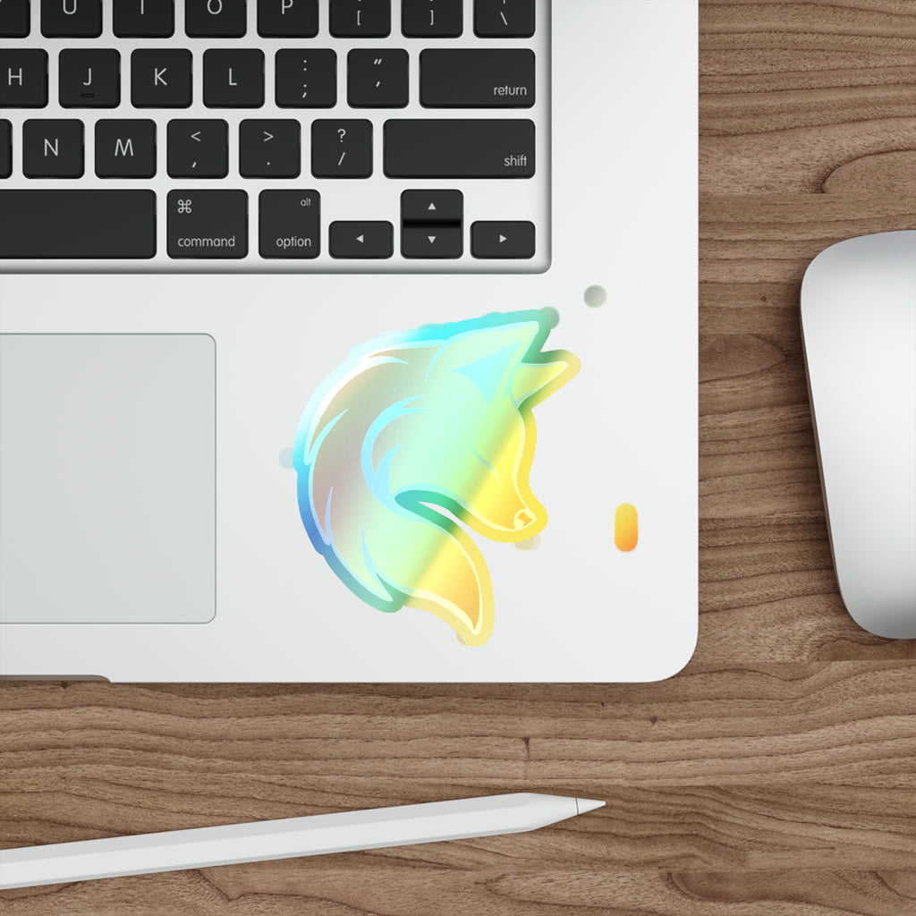 Holographic Fox Head Die-Cut Sticker — Iridescent Vinyl Skateboard Decals