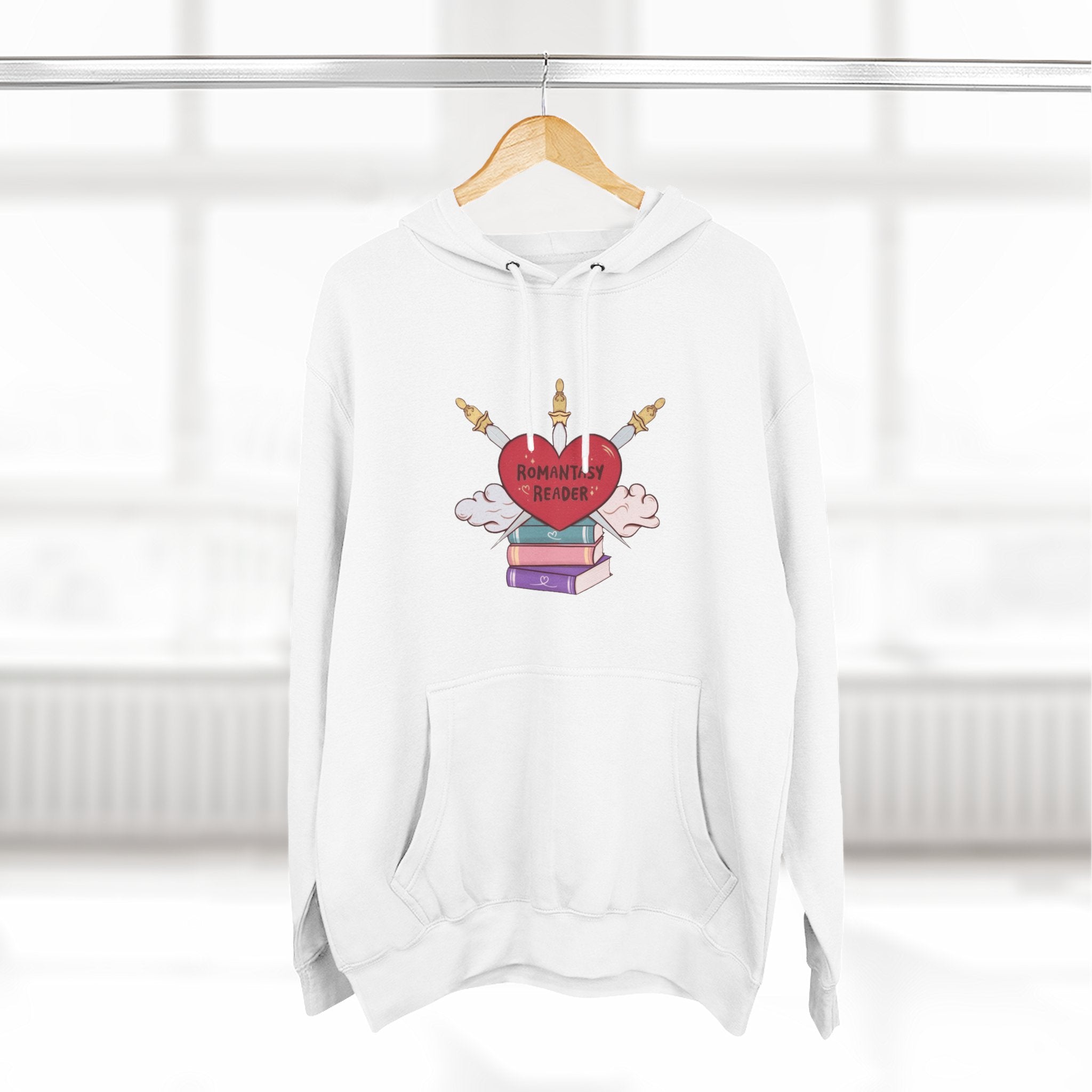 Romantic Reader Hoodie — Heart & Books Fleece Pullover