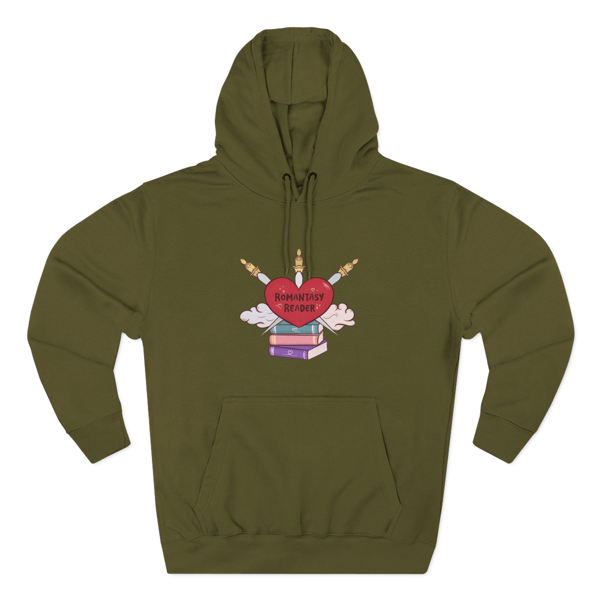 Romantic Reader Hoodie — Heart & Books Fleece Pullover