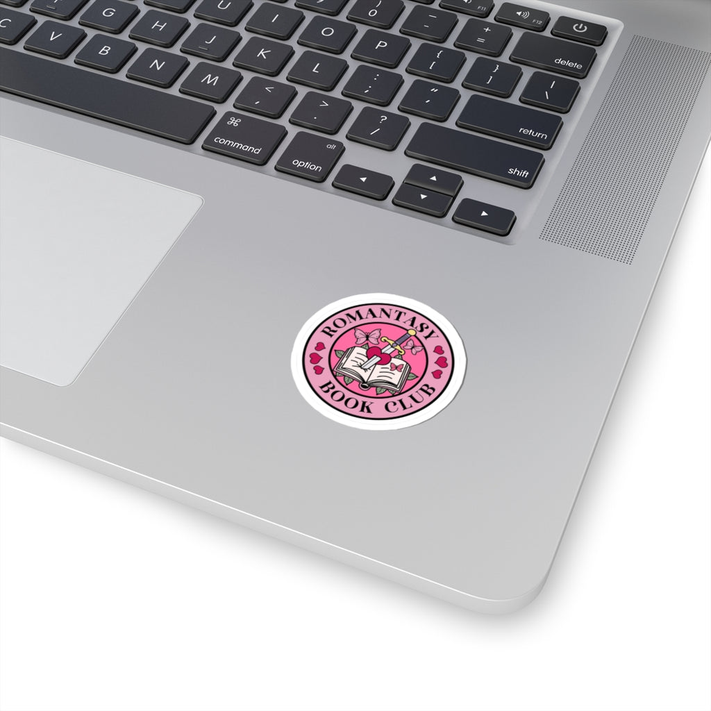 Romantasy Book Club Sticker — Pink Heart & Dagger Kiss-Cut Sticker for Readers