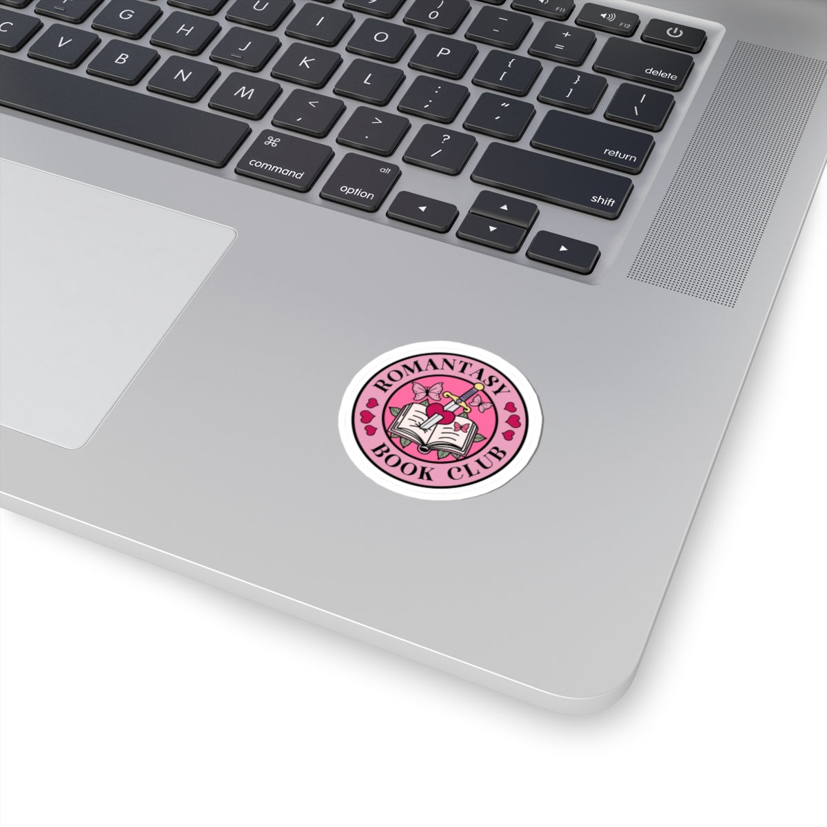 Romantasy Book Club Sticker — Pink Heart & Dagger Kiss-Cut Sticker for Readers