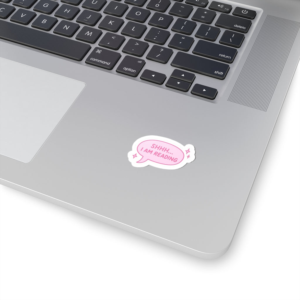 Reading Bubble Sticker — “Shhh... I Am Reading” Pink Cute Sticker for Books, Laptops & Journals