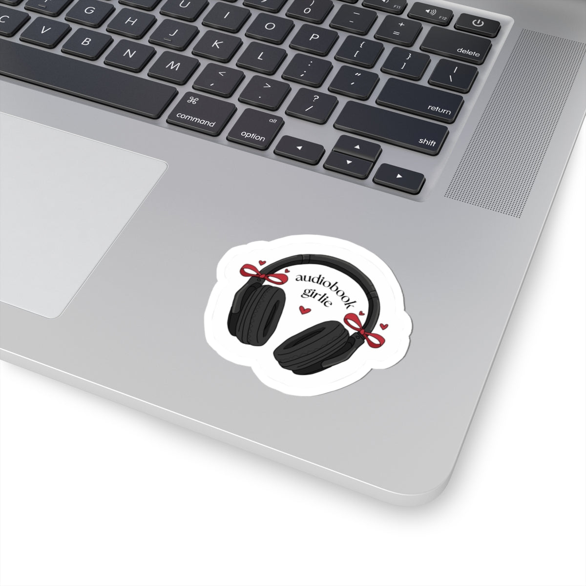 Audiobook Girlie Headphones Sticker — Cute Audio Lover Laptop Decal