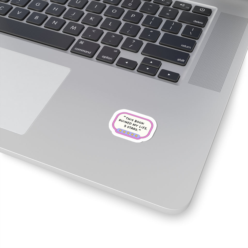 "This Book Ruined My Life. 5 Stars." Cute Pastel Review Decal Stickers