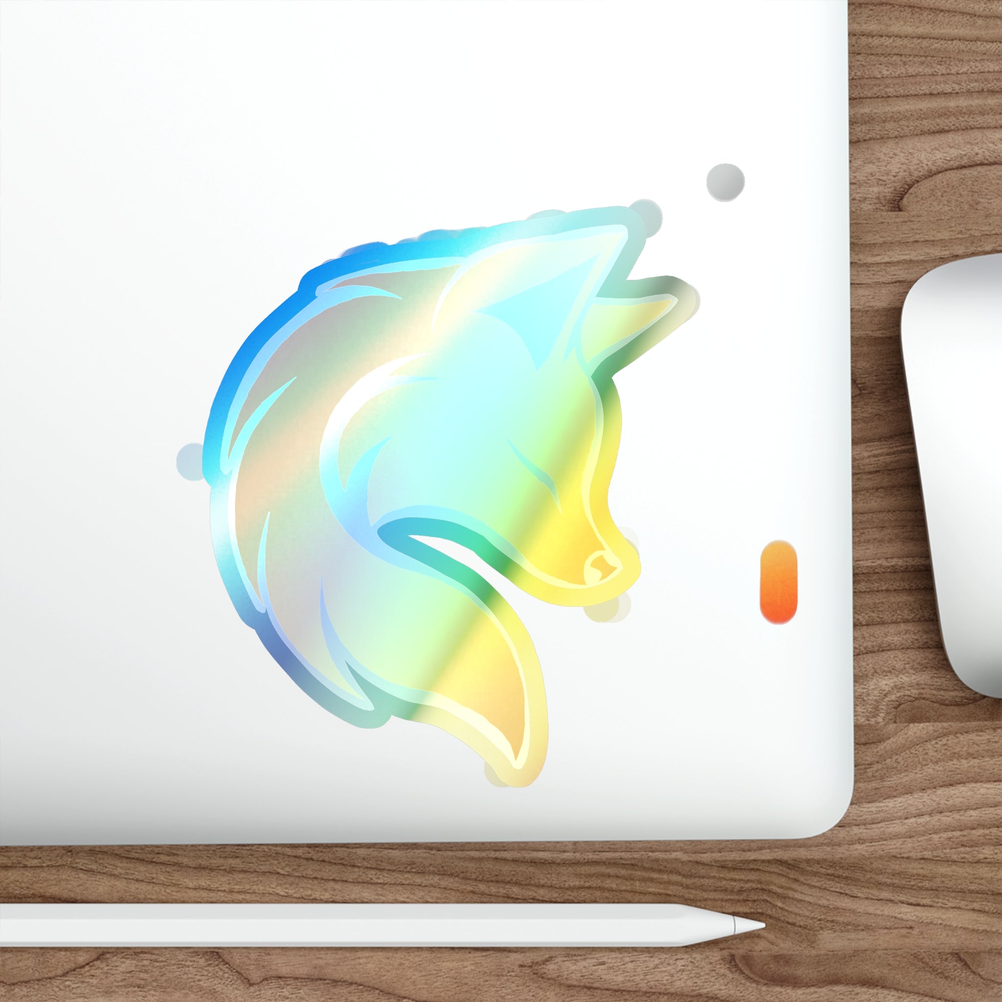 Holographic Fox Head Die-Cut Sticker — Iridescent Vinyl Skateboard Decals