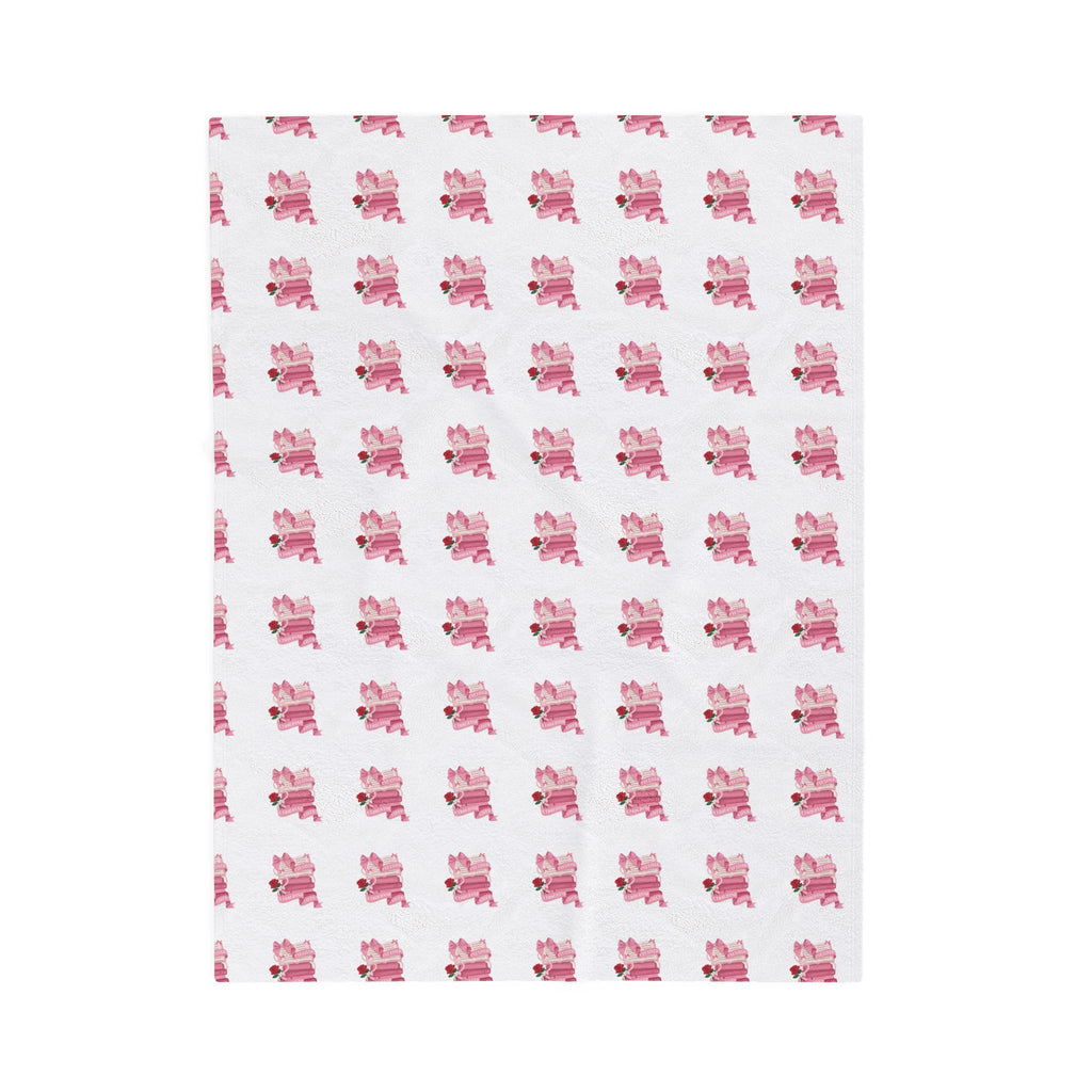 Plush Blanket — Pink Floral Bunny Repeat Velveteen Throw