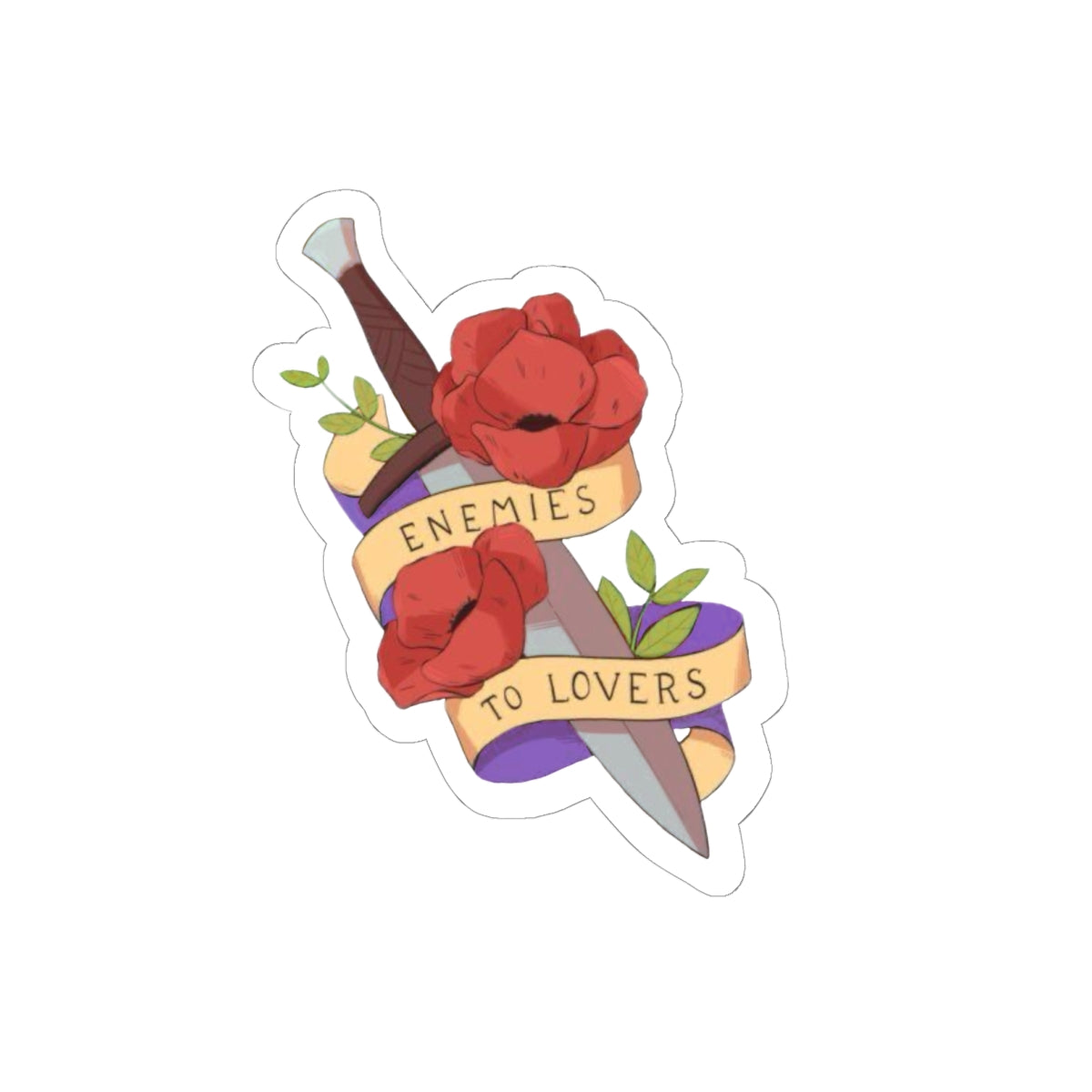 “Enemies to Lovers” Sticker Dagger & Roses Decorative Sticker Decal