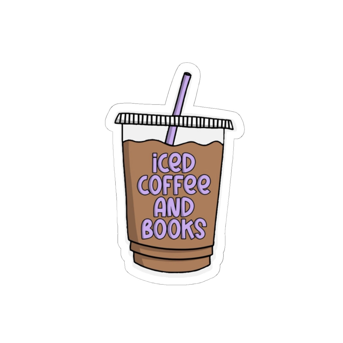 Iced Coffee and Books Sticker — Laptop Decal for Readers & Coffee Lovers