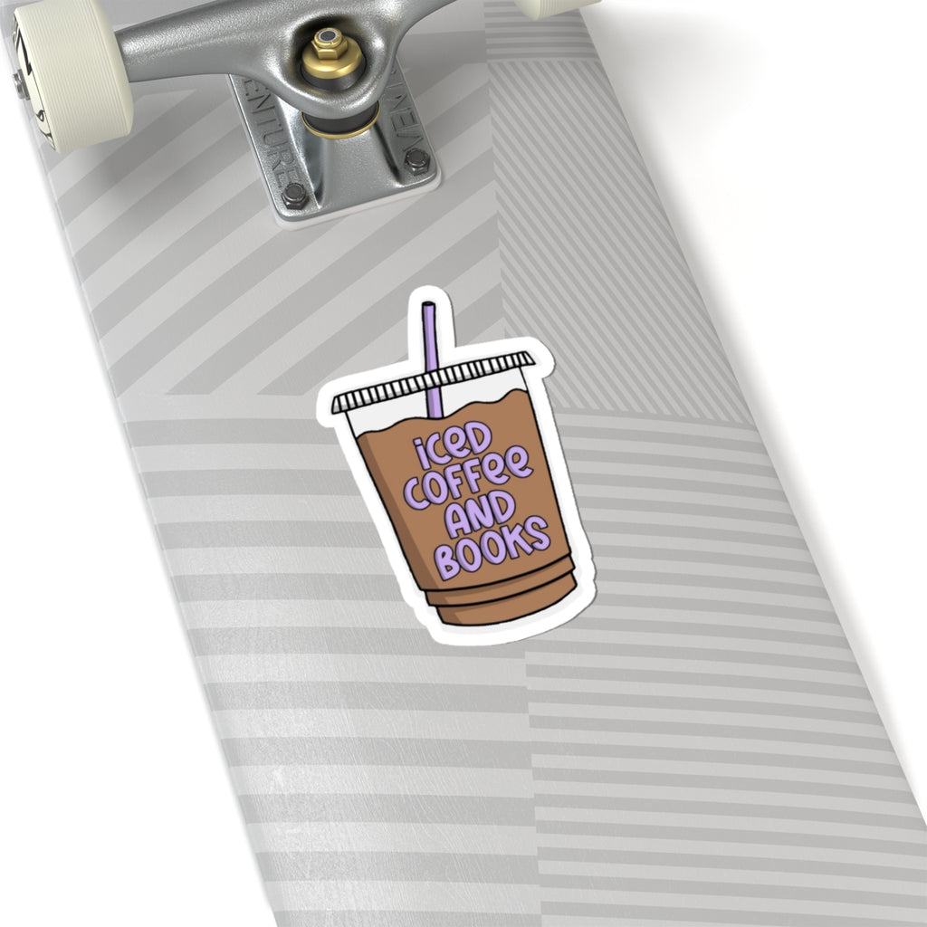 Iced Coffee and Books Sticker — Laptop Decal for Readers & Coffee Lovers