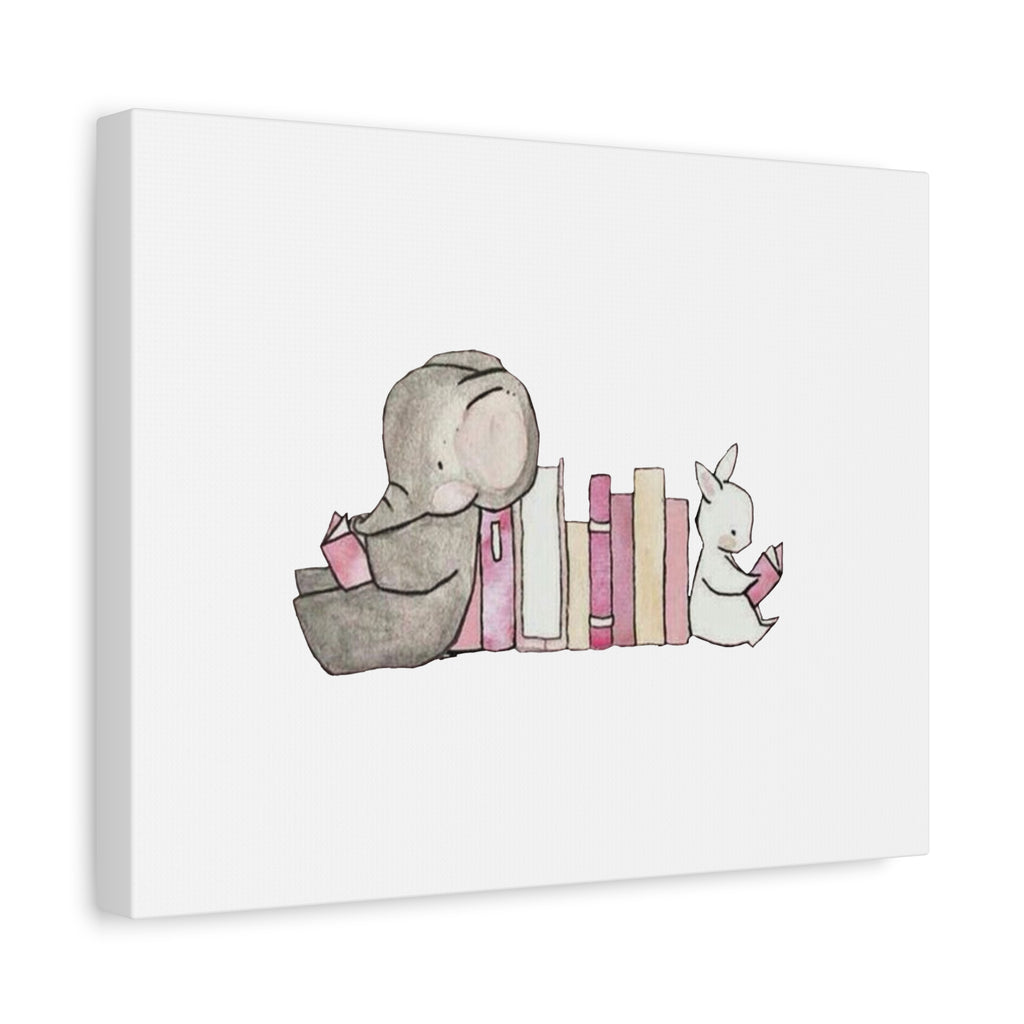 Nursery Storytime Canvas Print Elephant & Bunny Reading Wall Art