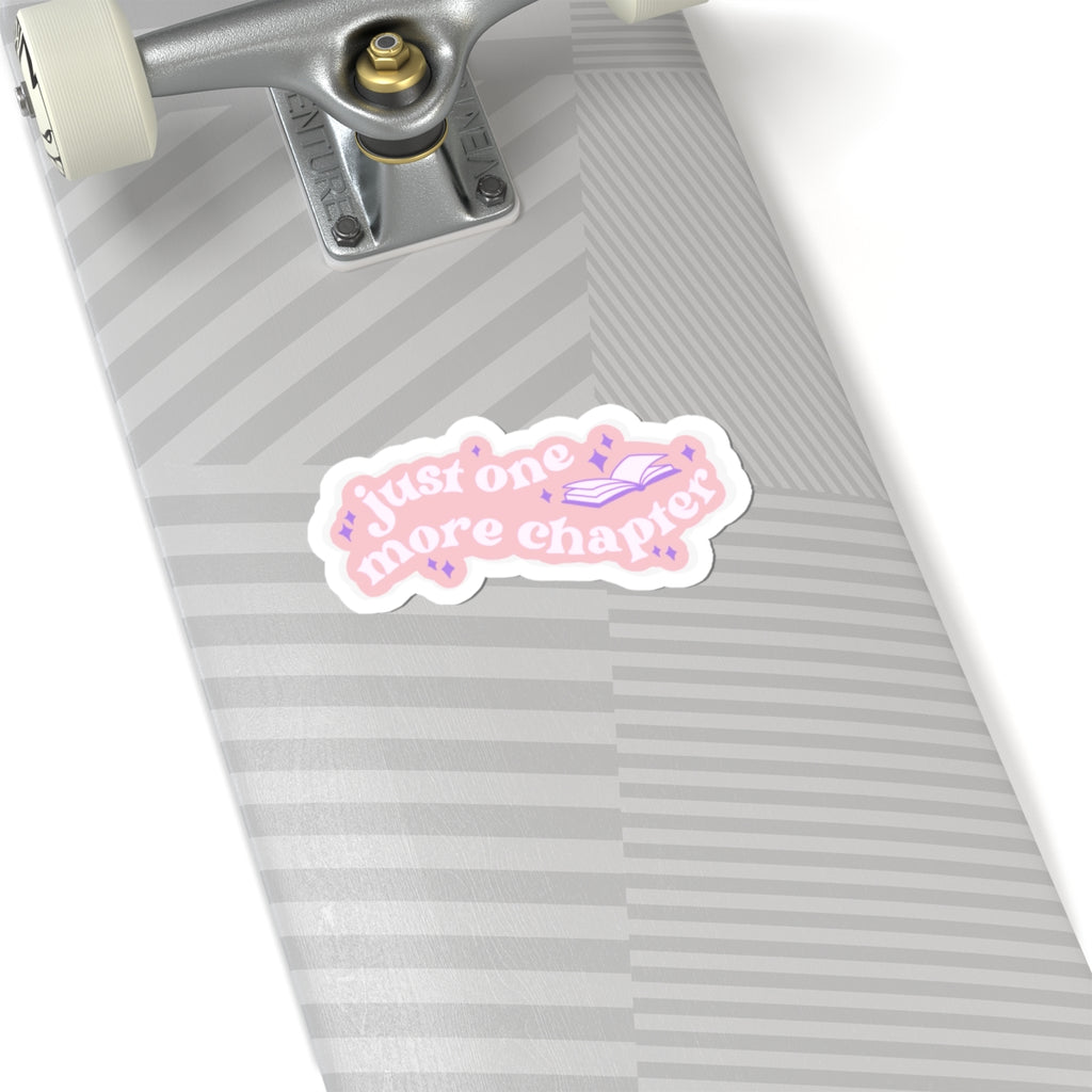 Just One More Chapter Sticker — Cute Pink Booklover Laptop Decal